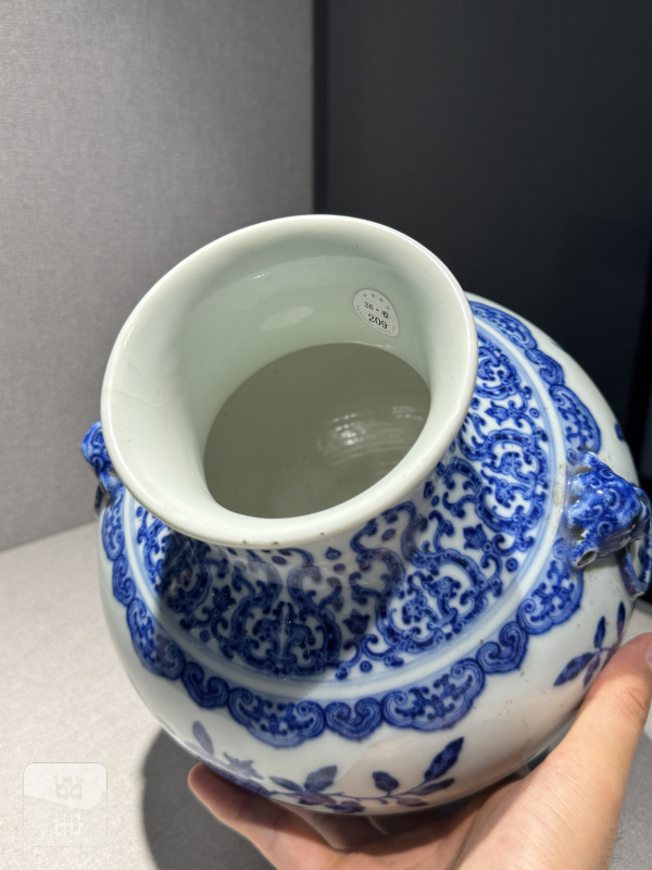 清乾隆 青花折枝瑞果纹兽耳衔环尊 - 图17
